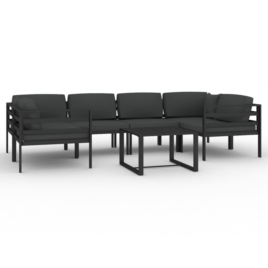 vidaXL 7-cz. zestaw mebli ogrodowych, poduszki, aluminium, antracyt