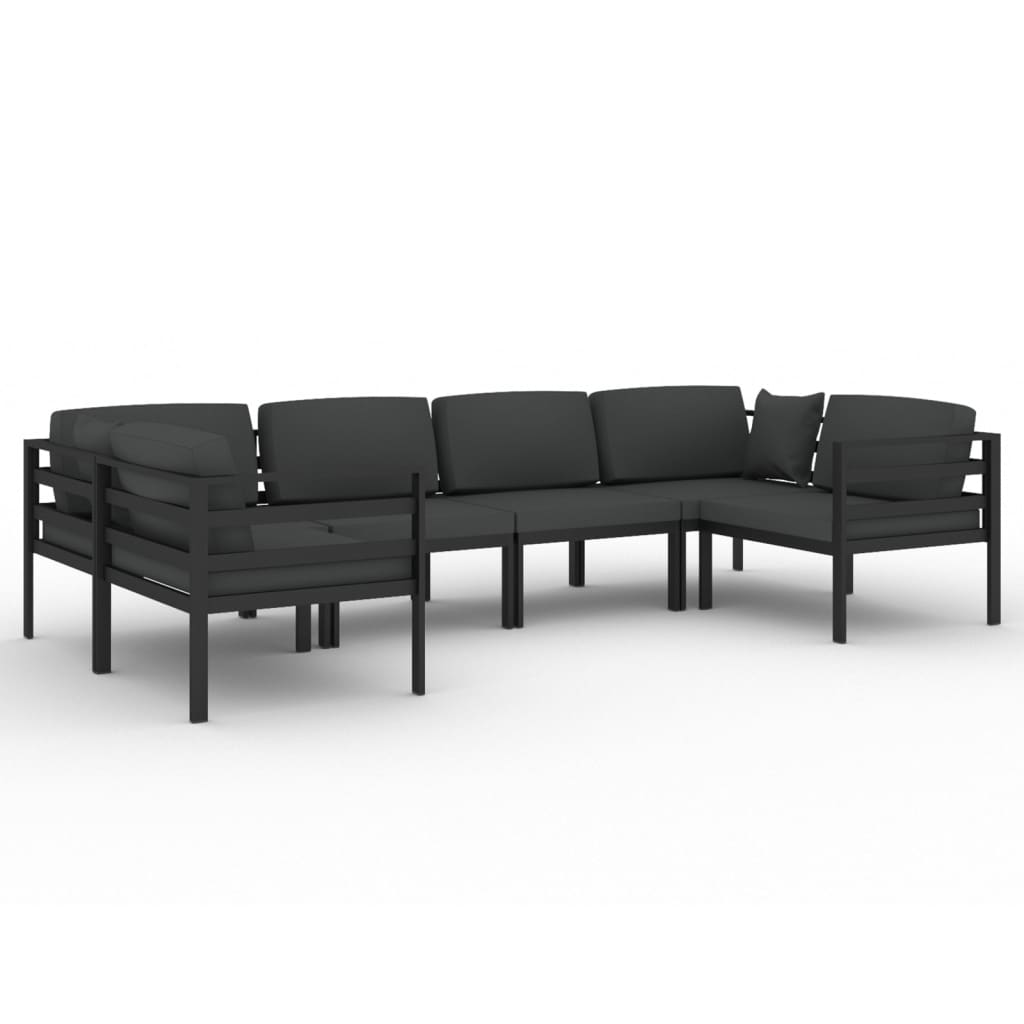 vidaXL 6-cz. zestaw mebli ogrodowych, poduszki, aluminium, antracyt