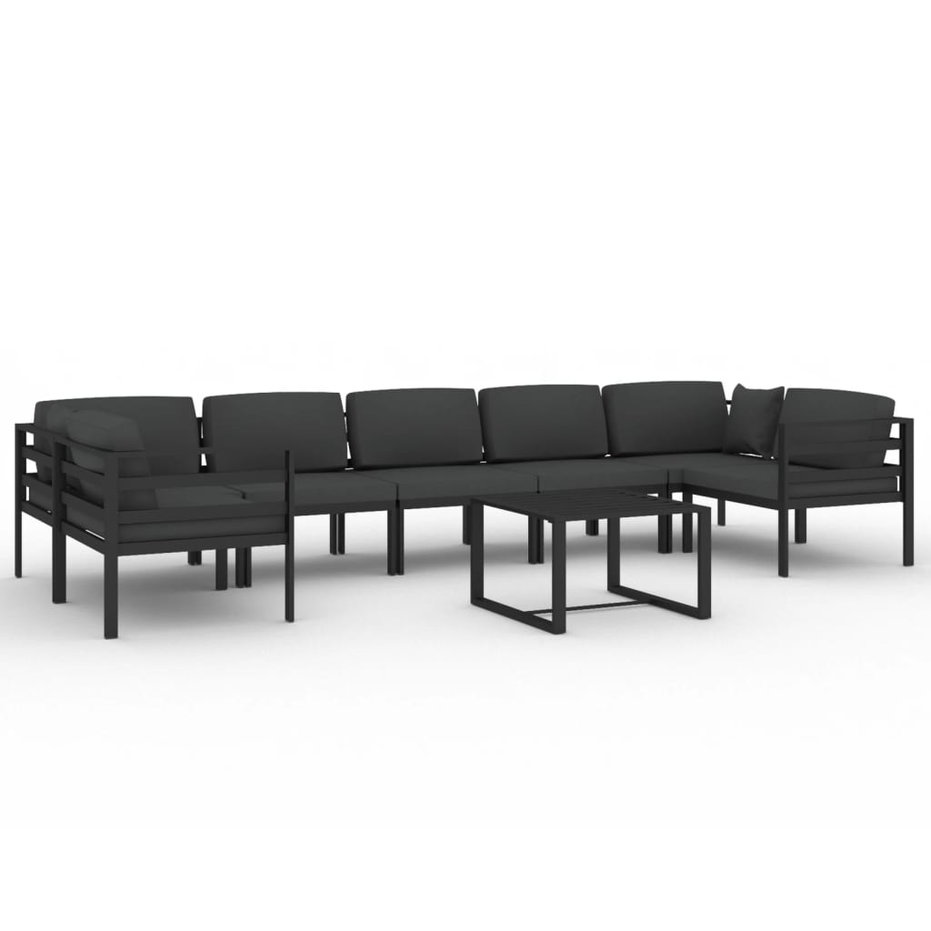 vidaXL 8-cz. zestaw mebli ogrodowych, poduszki, aluminium, antracyt