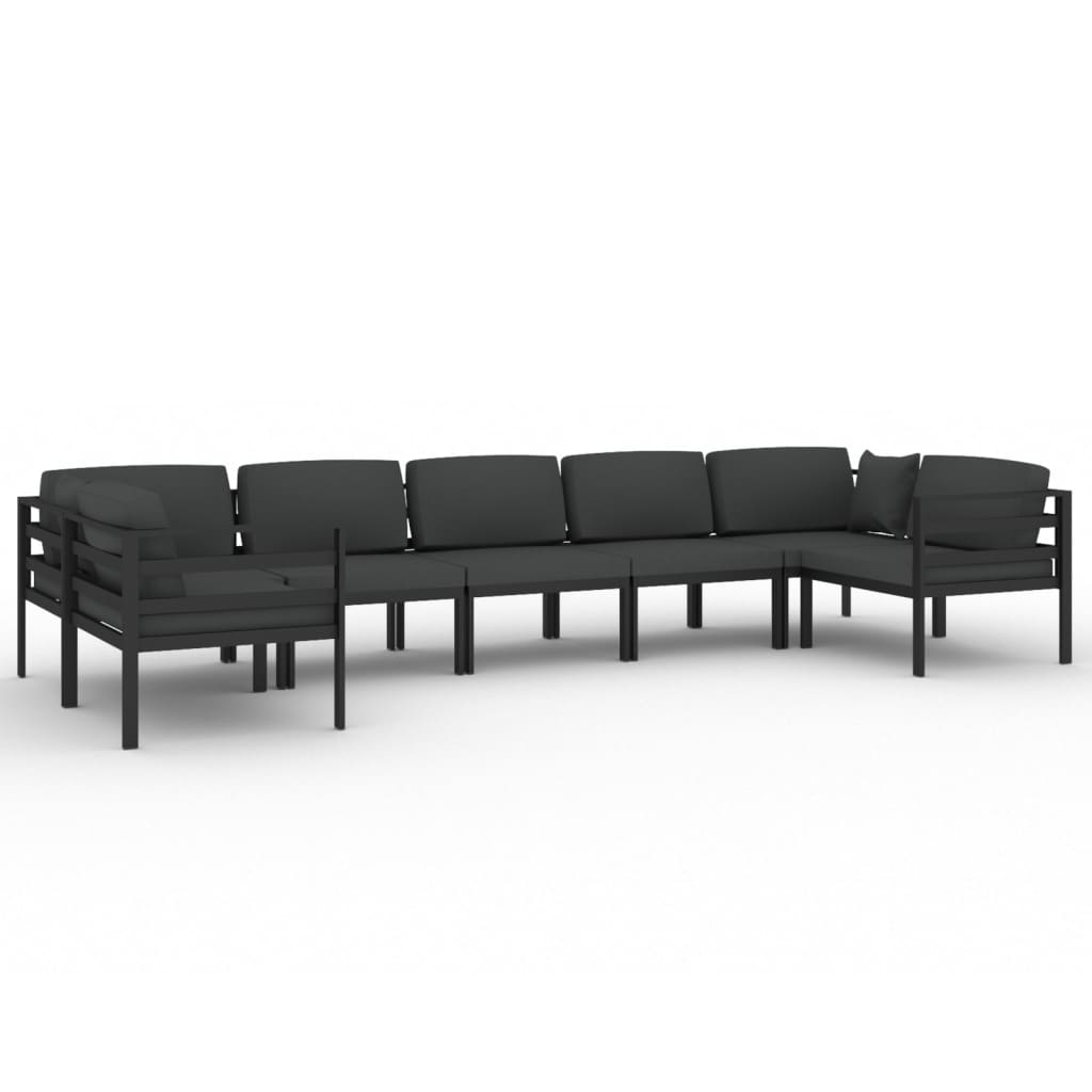 vidaXL 7-cz. zestaw mebli ogrodowych, poduszki, aluminium, antracyt