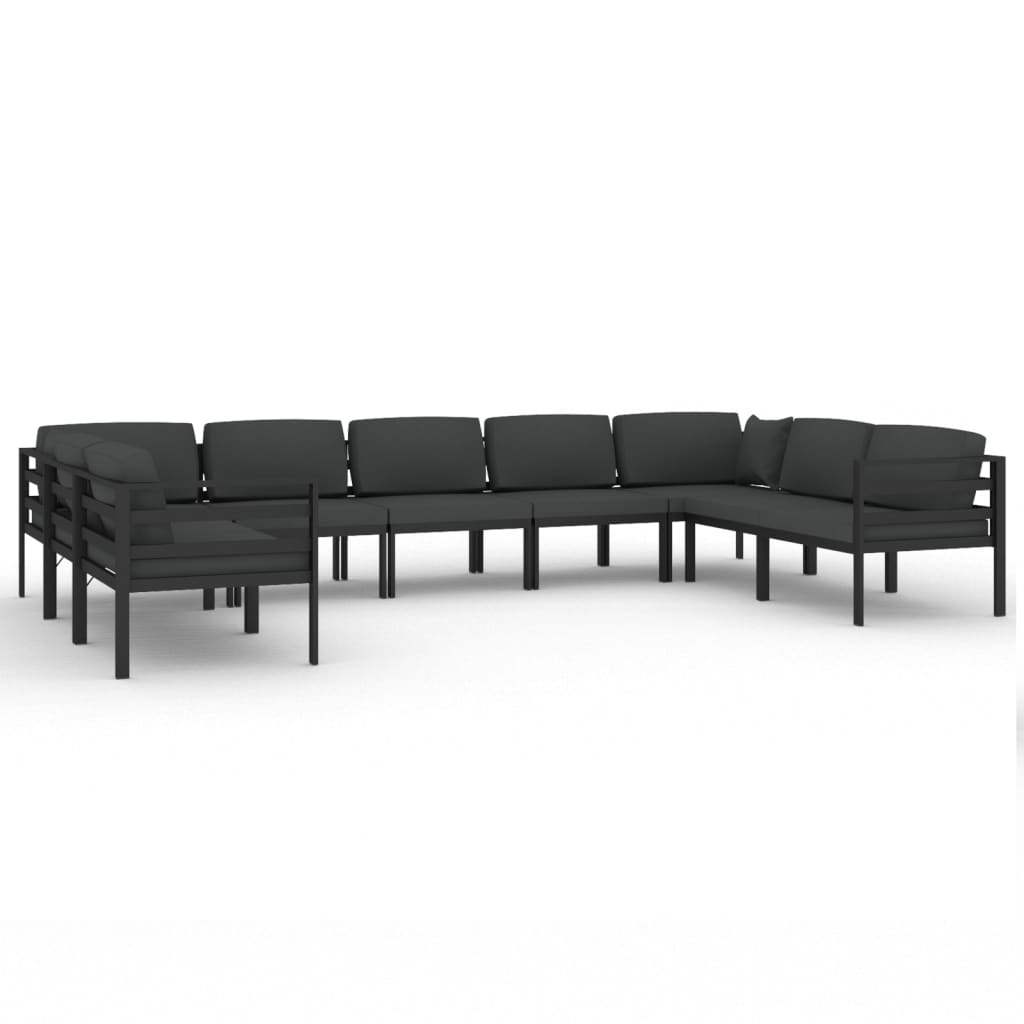 vidaXL 9-cz. zestaw mebli ogrodowych, poduszki, aluminium, antracyt