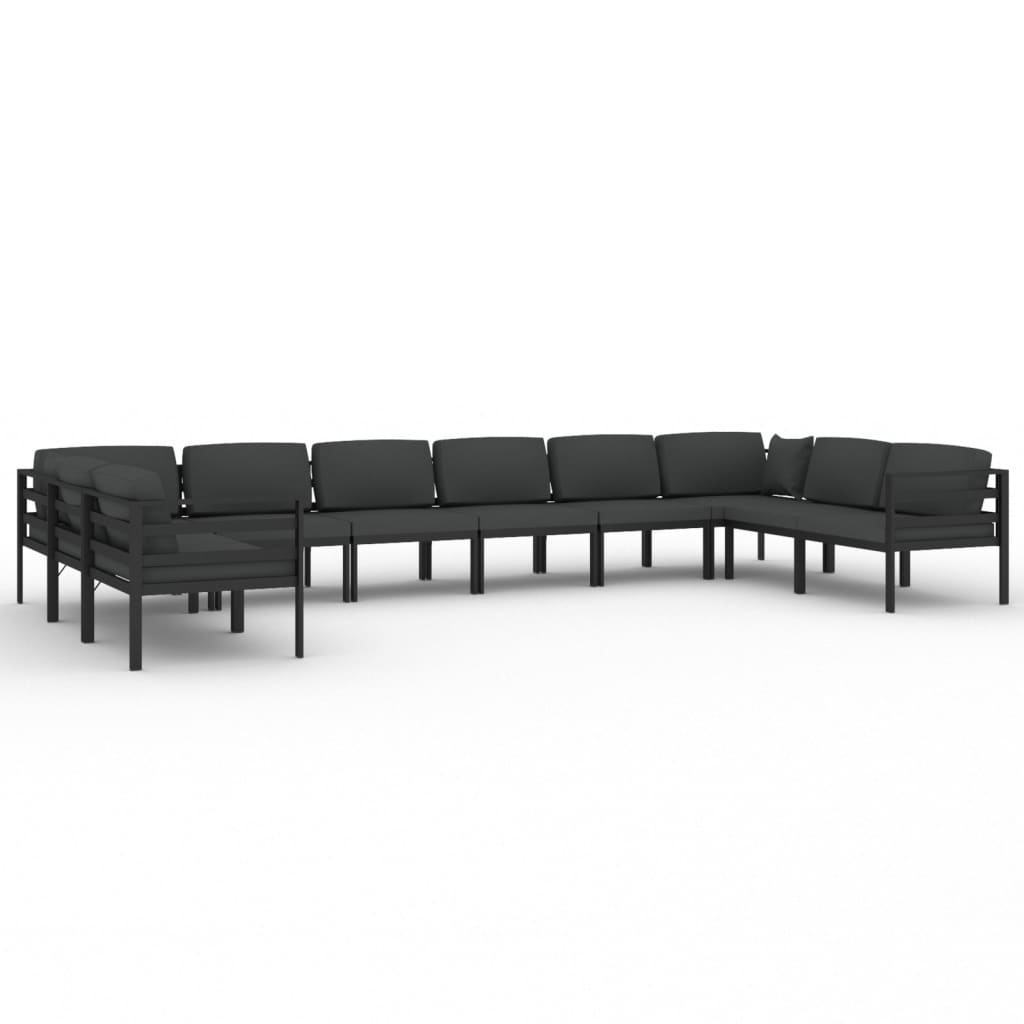 vidaXL 10-cz. zestaw mebli ogrodowych, poduszki, aluminium, antracyt