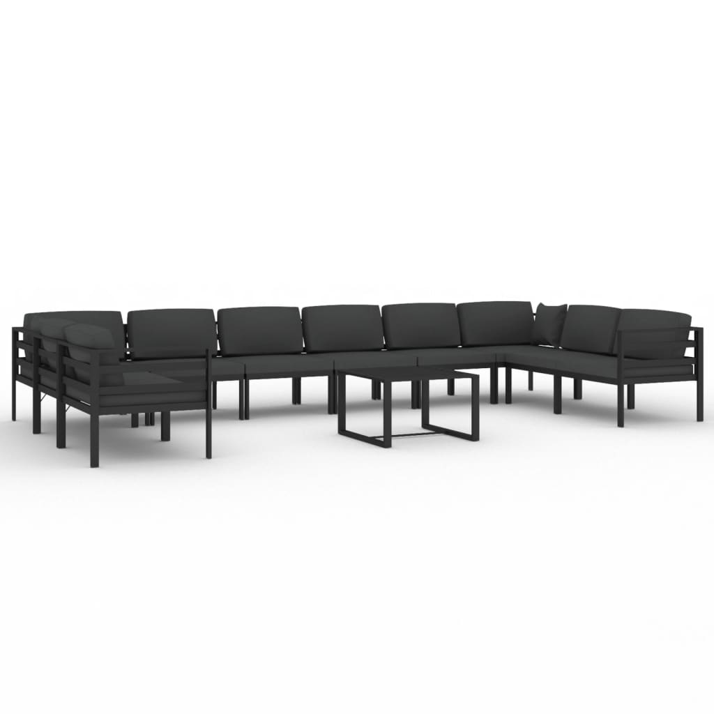 vidaXL 11-cz. zestaw mebli ogrodowych, poduszki, aluminium, antracyt