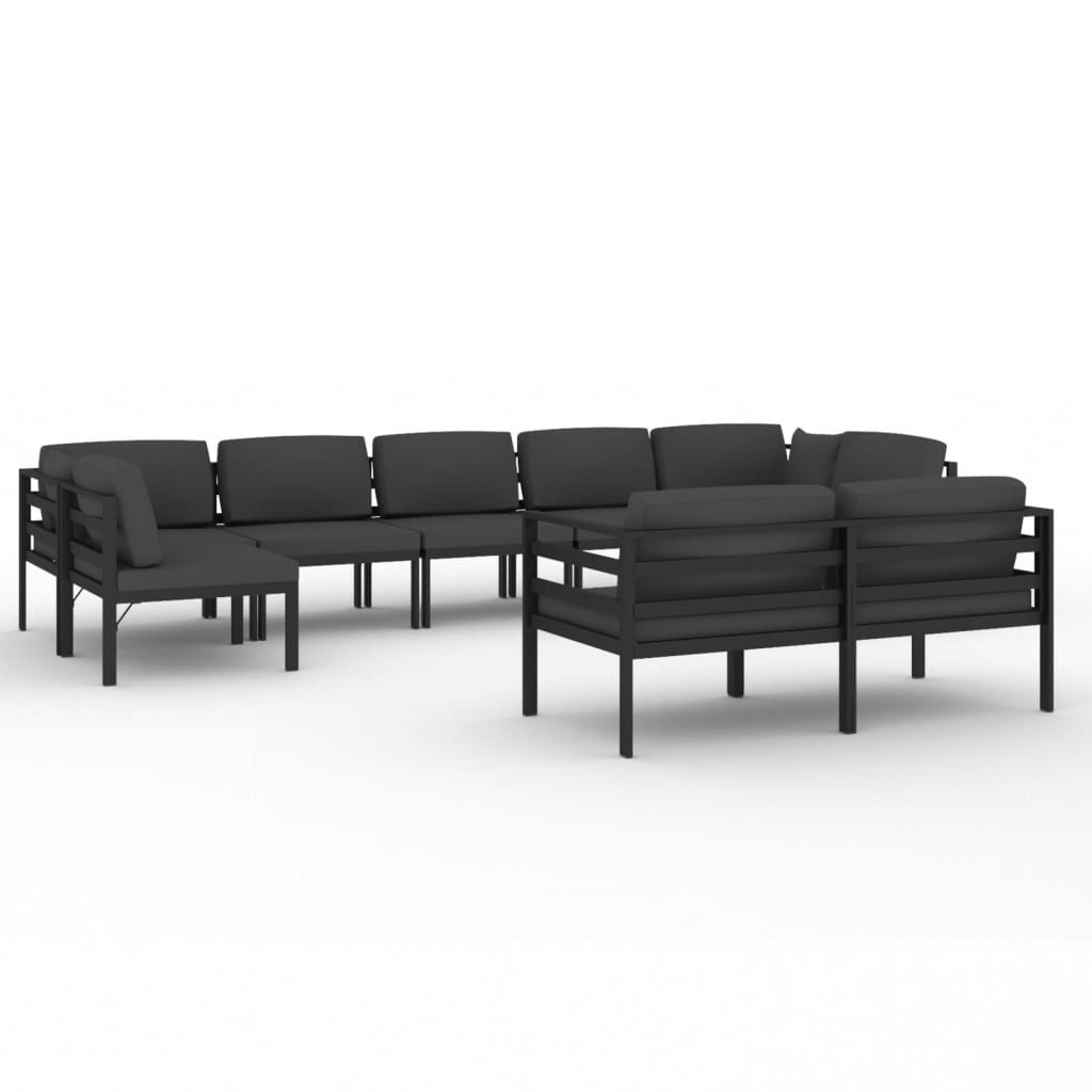 vidaXL 9-cz. zestaw mebli ogrodowych, poduszki, aluminium, antracyt