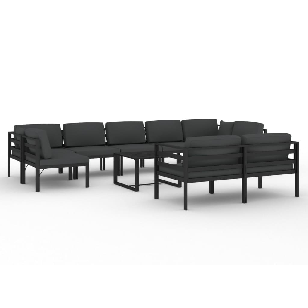 vidaXL 10-cz. zestaw mebli ogrodowych, poduszki, aluminium, antracyt