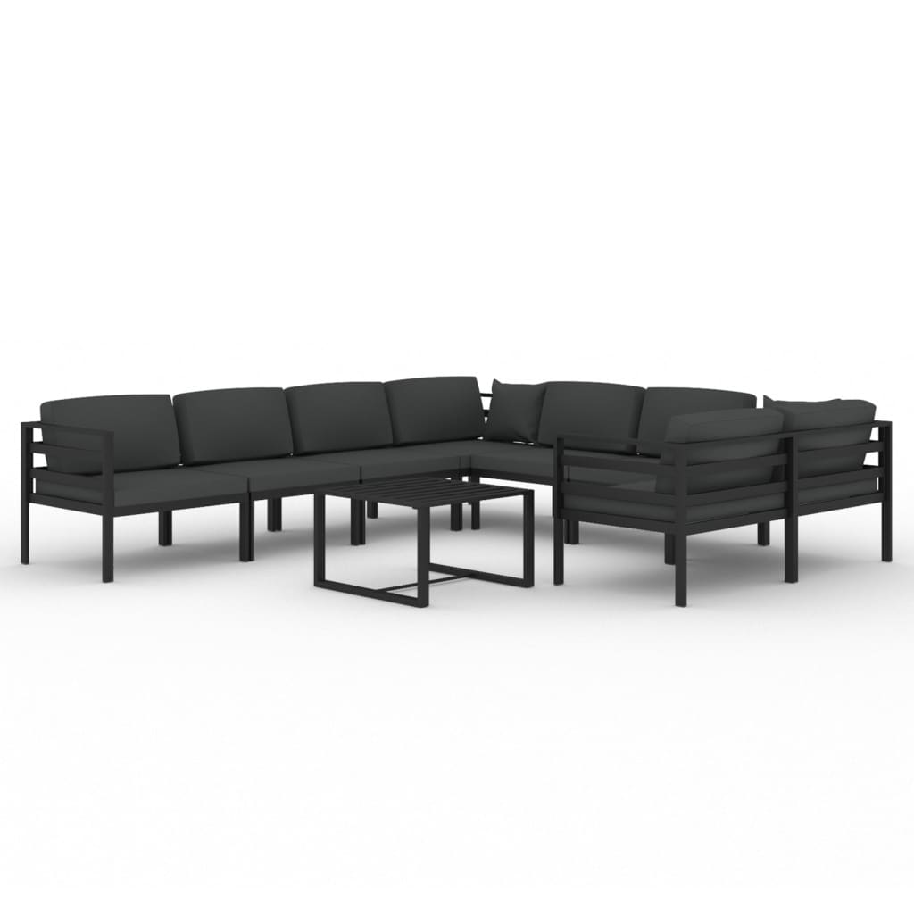 vidaXL 9-cz. zestaw mebli ogrodowych, poduszki, aluminium, antracyt