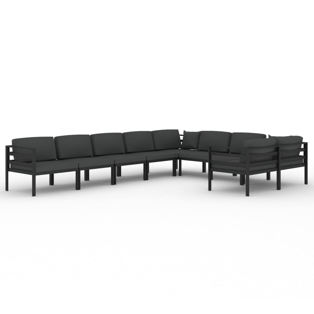 vidaXL 9-cz. zestaw mebli ogrodowych, poduszki, aluminium, antracyt