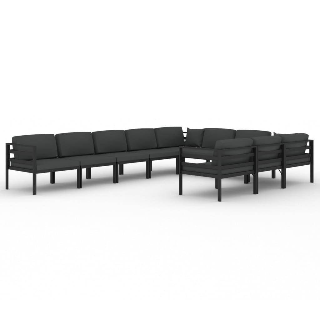 vidaXL 10-cz. zestaw mebli ogrodowych, poduszki, aluminium, antracyt