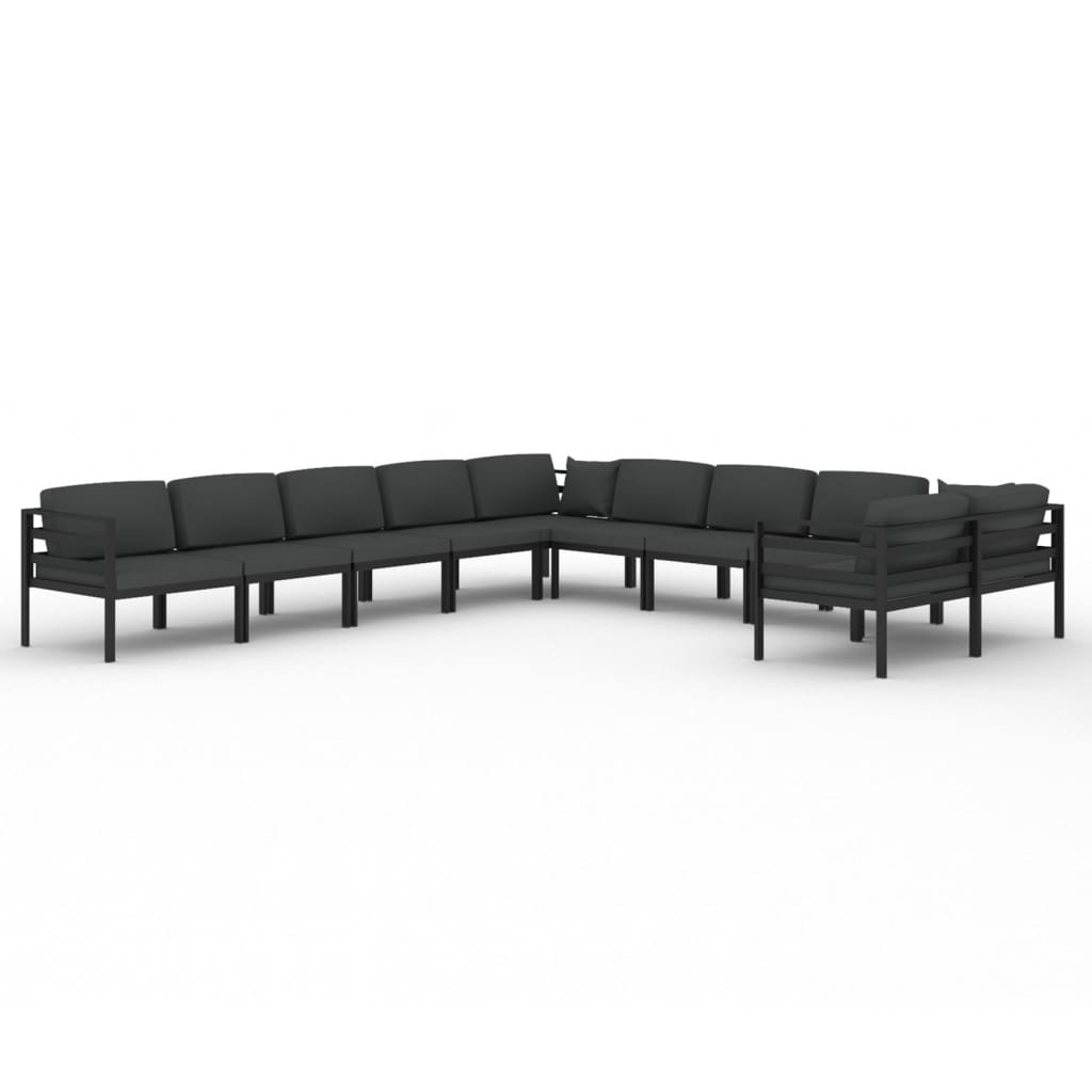 vidaXL 10-cz. zestaw mebli ogrodowych, poduszki, aluminium, antracyt