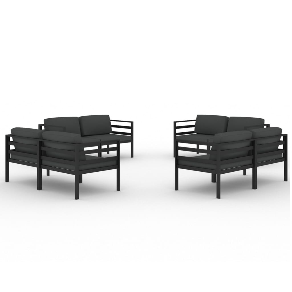 vidaXL 8-cz. zestaw mebli ogrodowych, poduszki, aluminium, antracyt