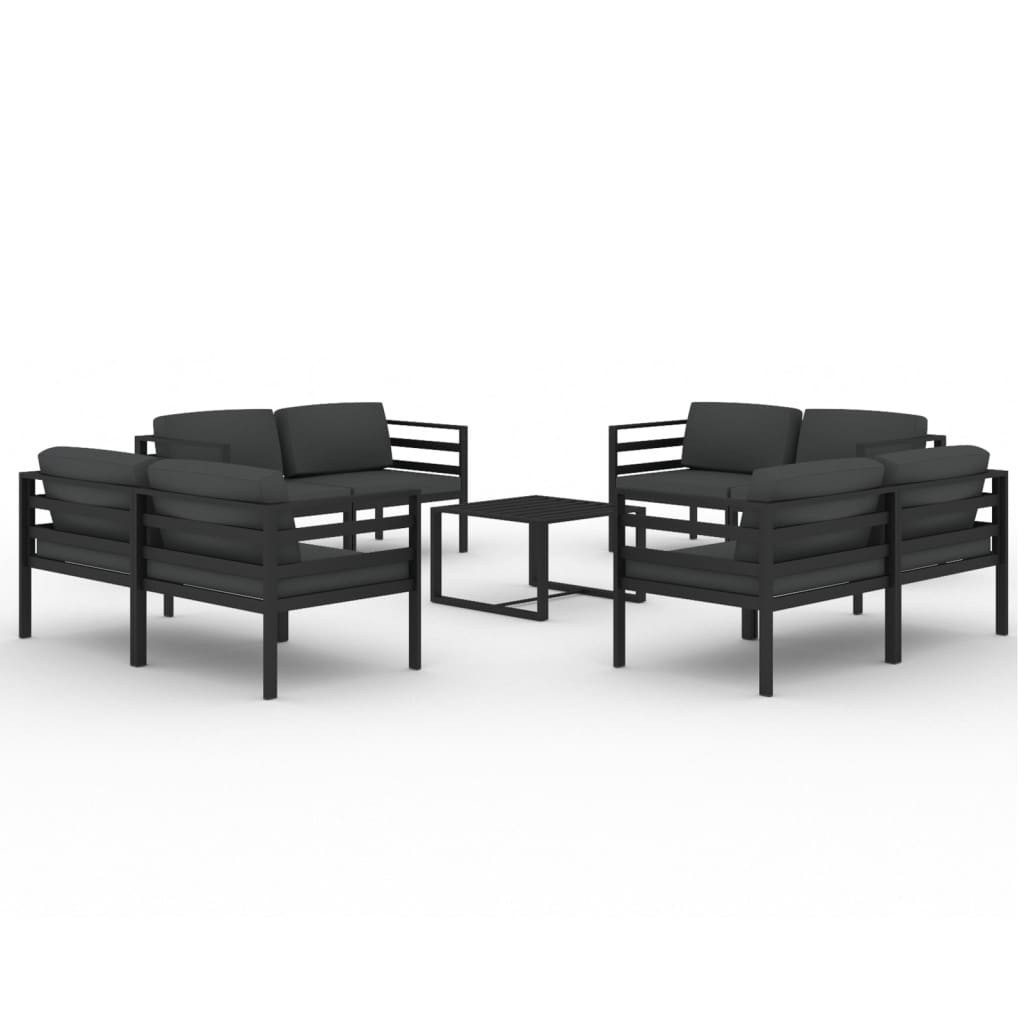 vidaXL 9-cz. zestaw mebli ogrodowych, poduszki, aluminium, antracyt