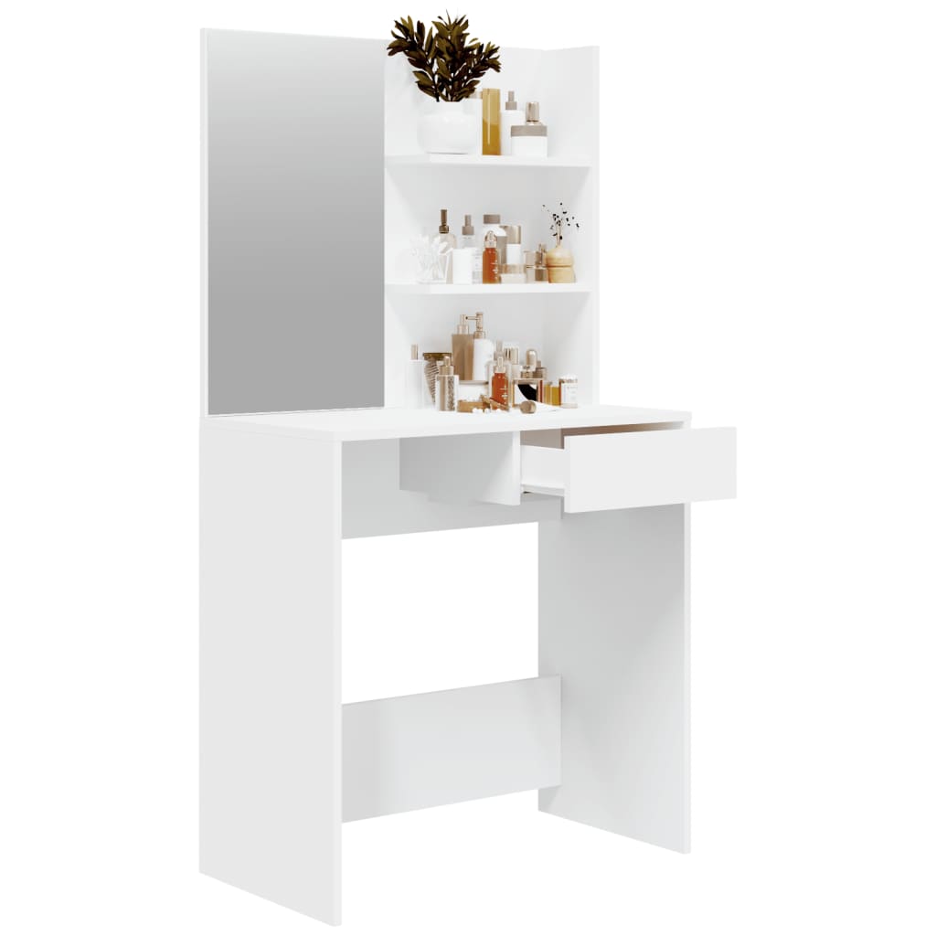 vidaXL Toaletka z lustrem, biała, 74,5x40x141 cm