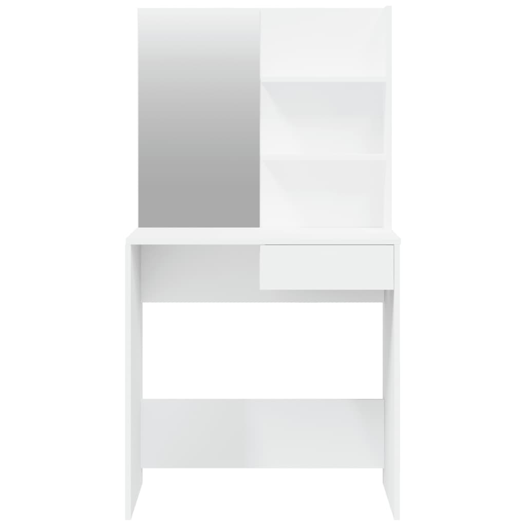 vidaXL Toaletka z lustrem, biała, 74,5x40x141 cm