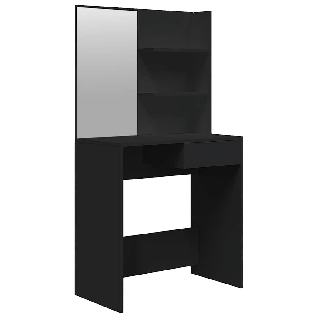 vidaXL Toaletka z lustrem, czarna, 74,5x40x141 cm