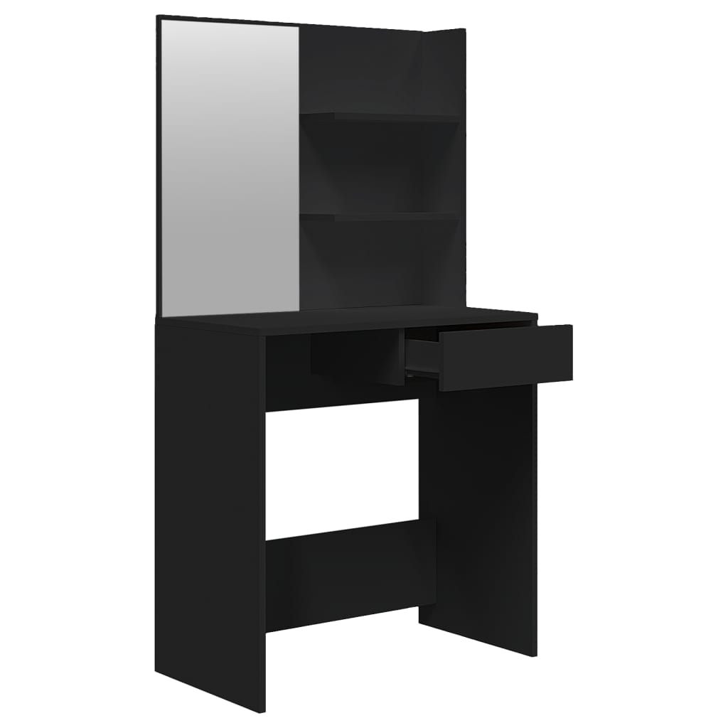 vidaXL Toaletka z lustrem, czarna, 74,5x40x141 cm
