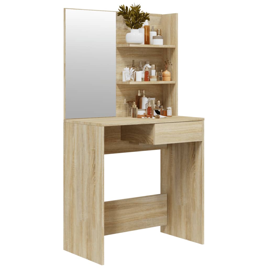 vidaXL Toaletka z lustrem, dąb sonoma, 74,5x40x141 cm