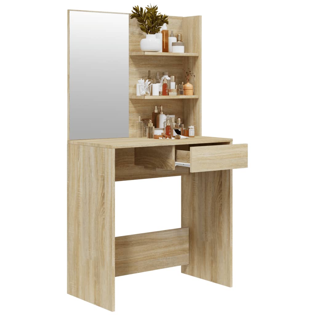 vidaXL Toaletka z lustrem, dąb sonoma, 74,5x40x141 cm