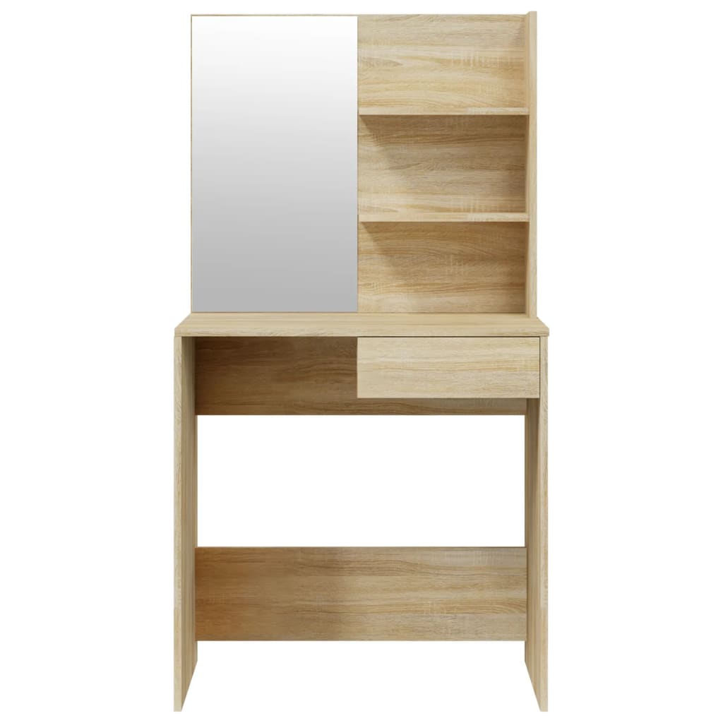 vidaXL Toaletka z lustrem, dąb sonoma, 74,5x40x141 cm