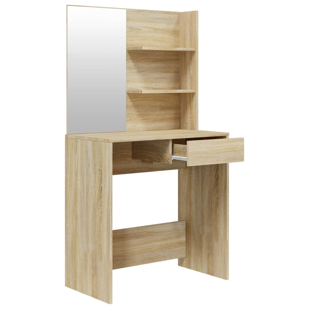 vidaXL Toaletka z lustrem, dąb sonoma, 74,5x40x141 cm