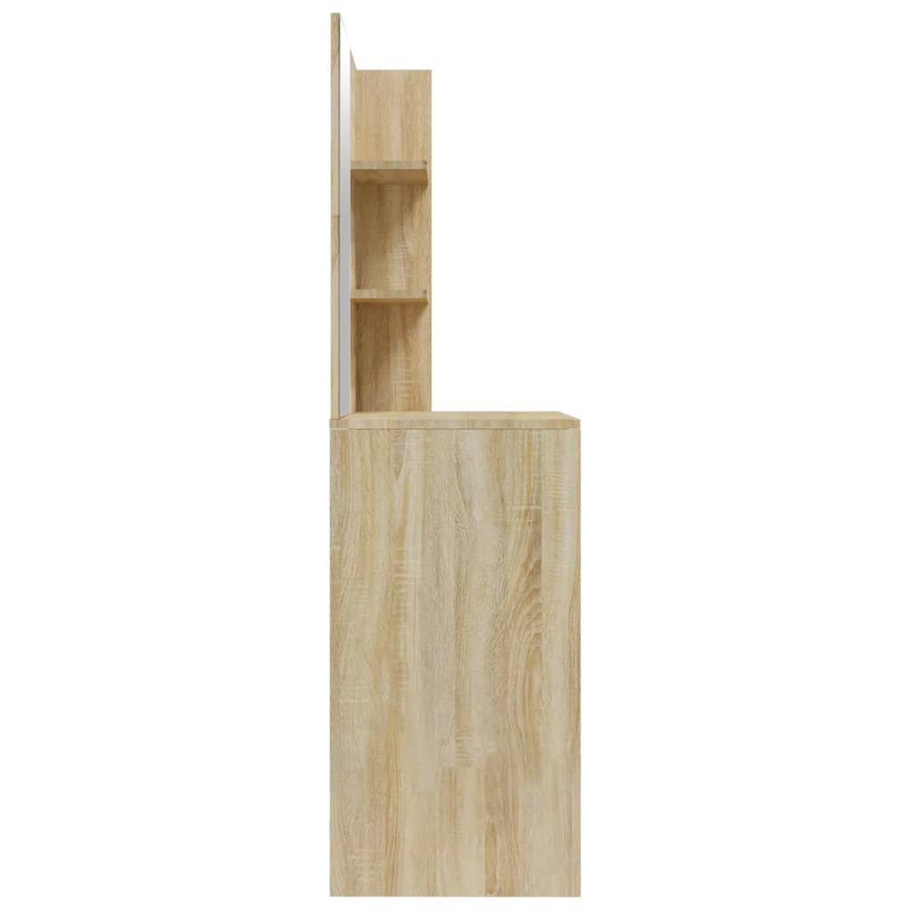 vidaXL Toaletka z lustrem, dąb sonoma, 74,5x40x141 cm