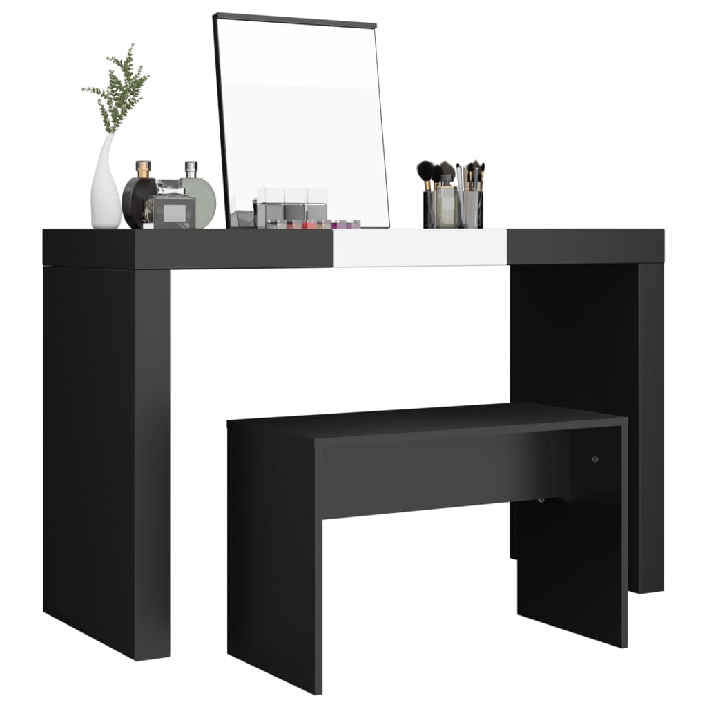 vidaXL Stołek do toaletki, czarny, 70x35x45cm, materiał drewnopochodny