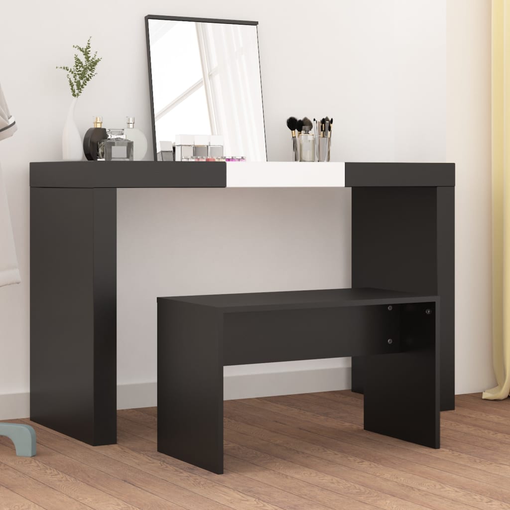 vidaXL Stołek do toaletki, czarny, 70x35x45cm, materiał drewnopochodny