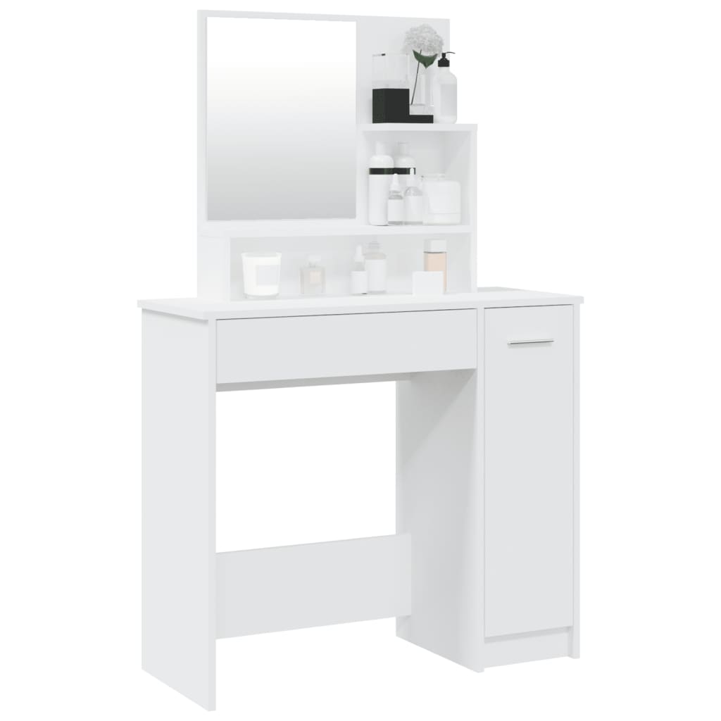 vidaXL Toaletka z lustrem, biała, 86,5x35x136 cm