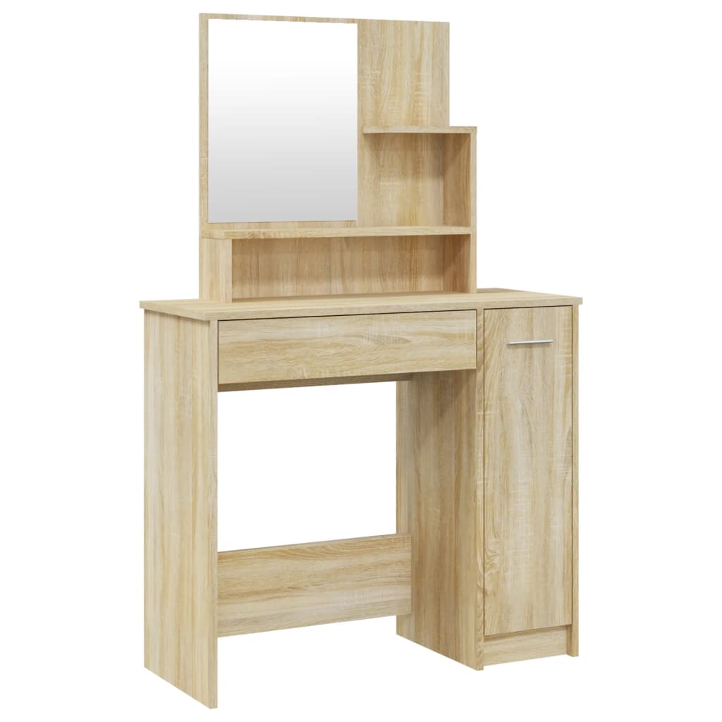 vidaXL Toaletka z lustrem, dąb sonoma, 86,5x35x136 cm