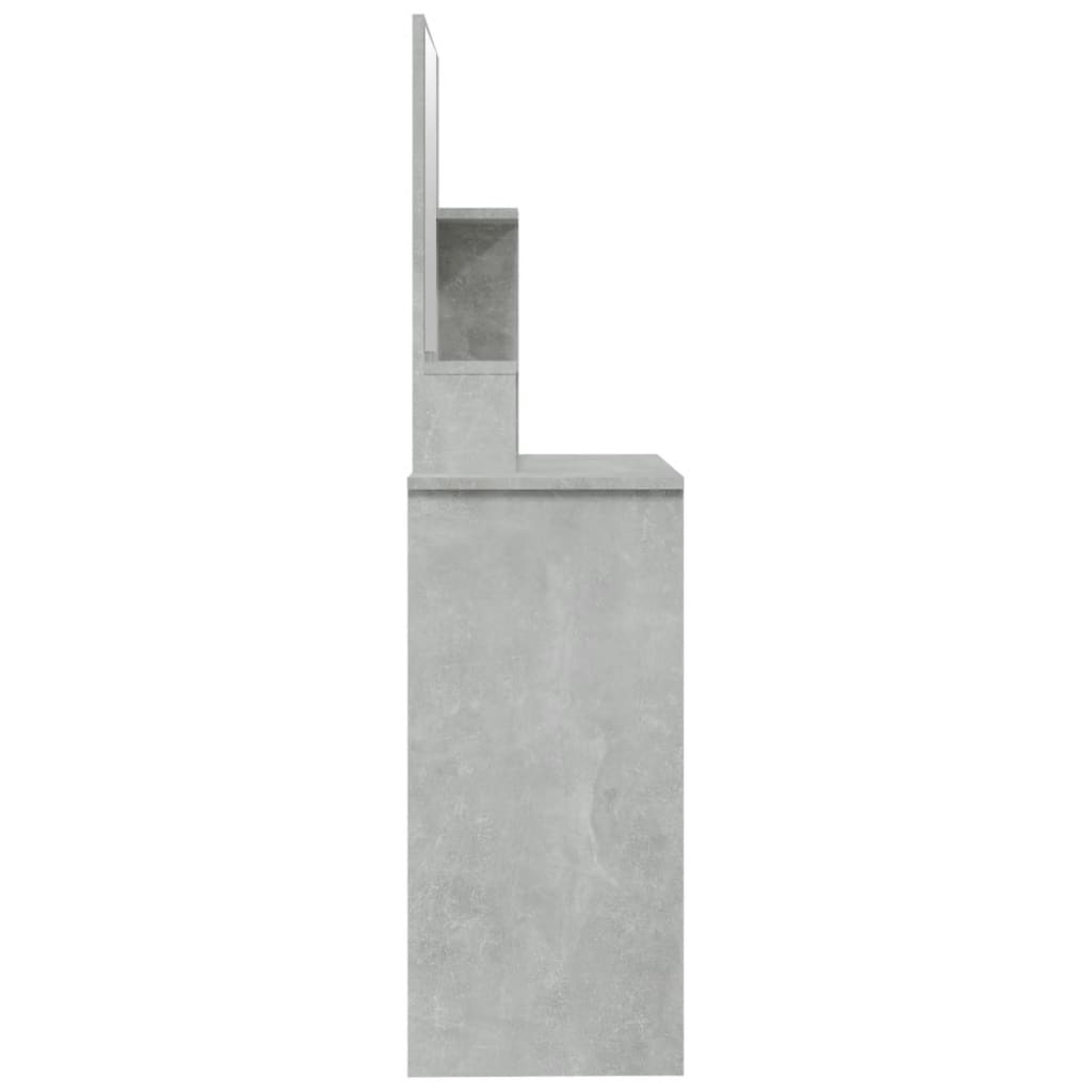 vidaXL Toaletka z lustrem, betonowa szarość, 86,5x35x136 cm
