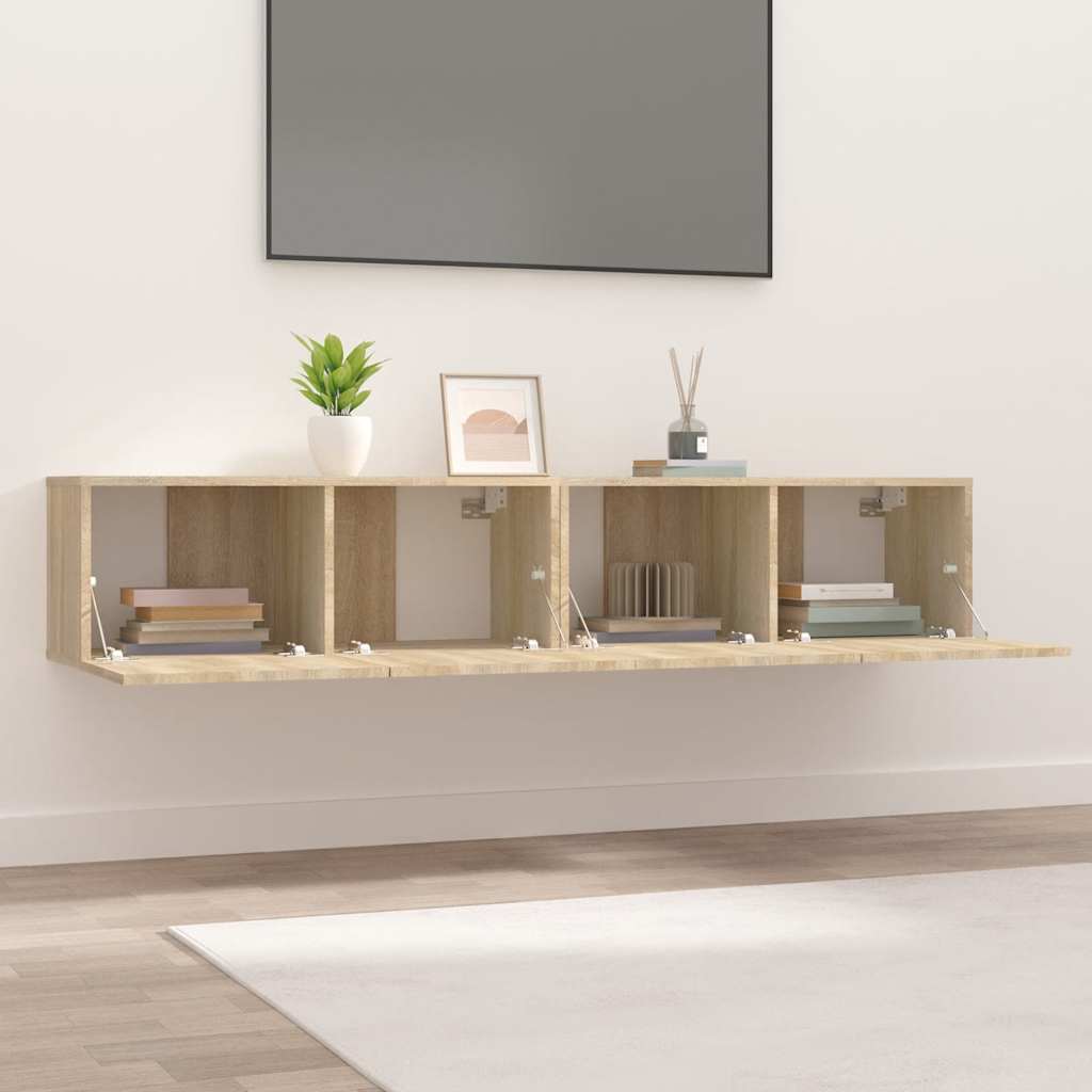 vidaXL Ścienne szafki TV, 2 szt., dąb sonoma, 80x30x30 cm
