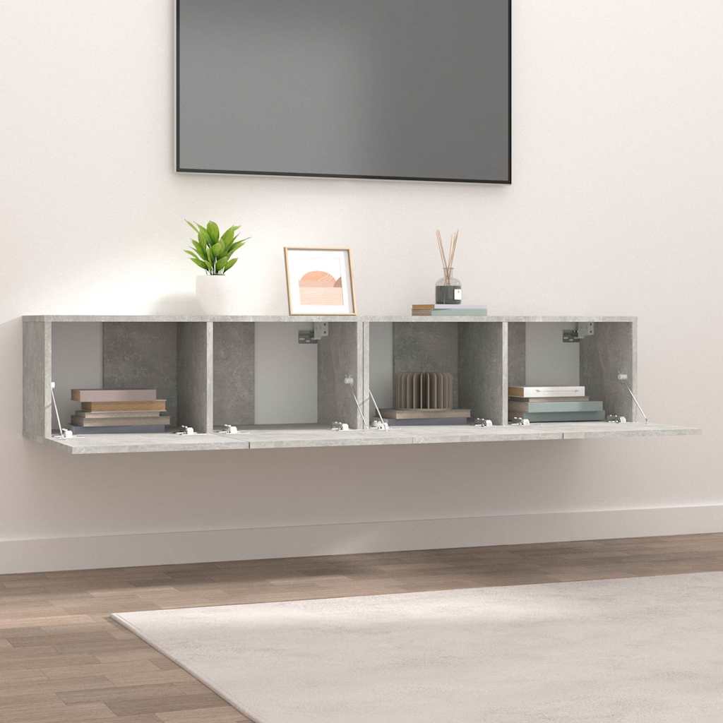 vidaXL Ścienne szafki TV, 2 szt., szarość betonu, 80x30x30 cm