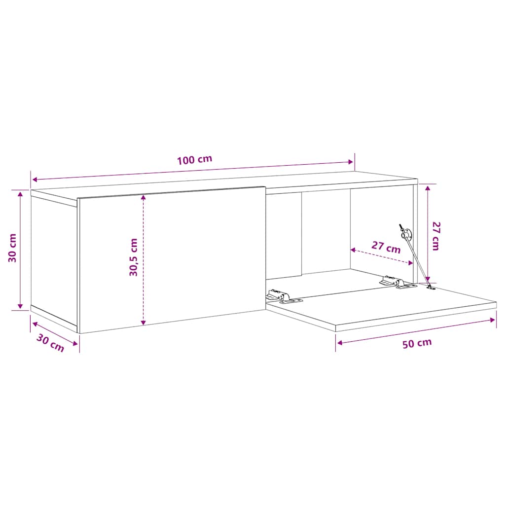 vidaXL Szafki ścienne pod TV, 2 szt., białe, 100x30x30 cm