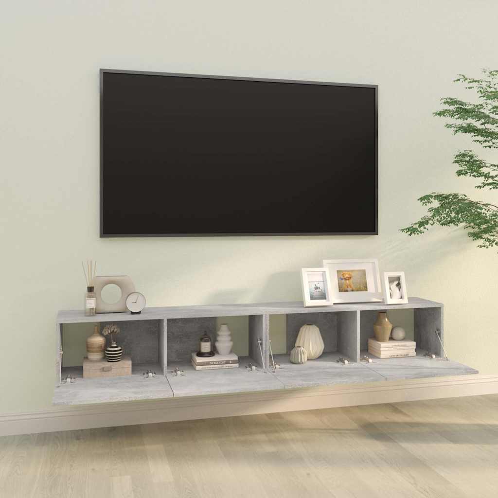 vidaXL Szafki ścienne pod TV, 2 szt., betonowa szarość, 100x30x30 cm