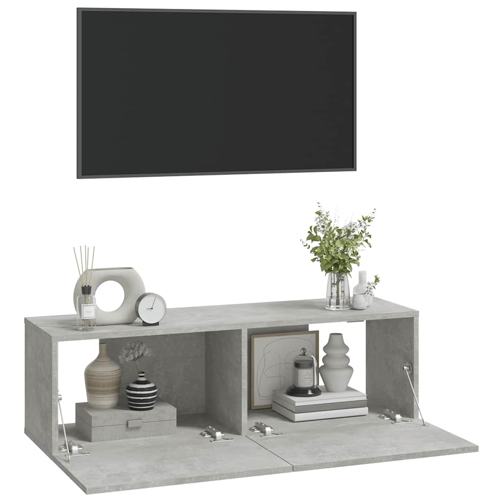 vidaXL Szafki ścienne pod TV, 2 szt., betonowa szarość, 100x30x30 cm