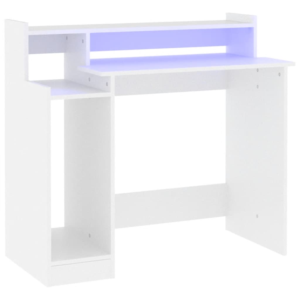 vidaXL Biurko z podświetleniem LED, białe, 97x45x90 cm