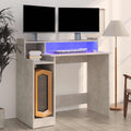 vidaXL Biurko z podświetleniem LED, betonowa szarość, 97x45x90 cm