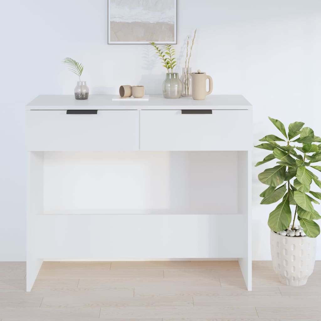 vidaXL Stolik konsolowy, biały, 90x36x75 cm, materiał drewnopochodny