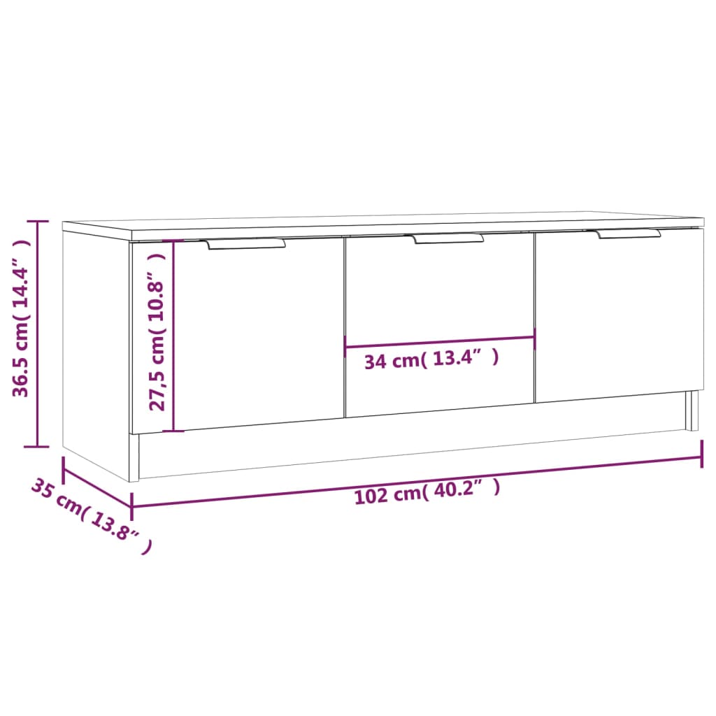 vidaXL Szafka pod telewizor, biała, 102x35x36,5 cm