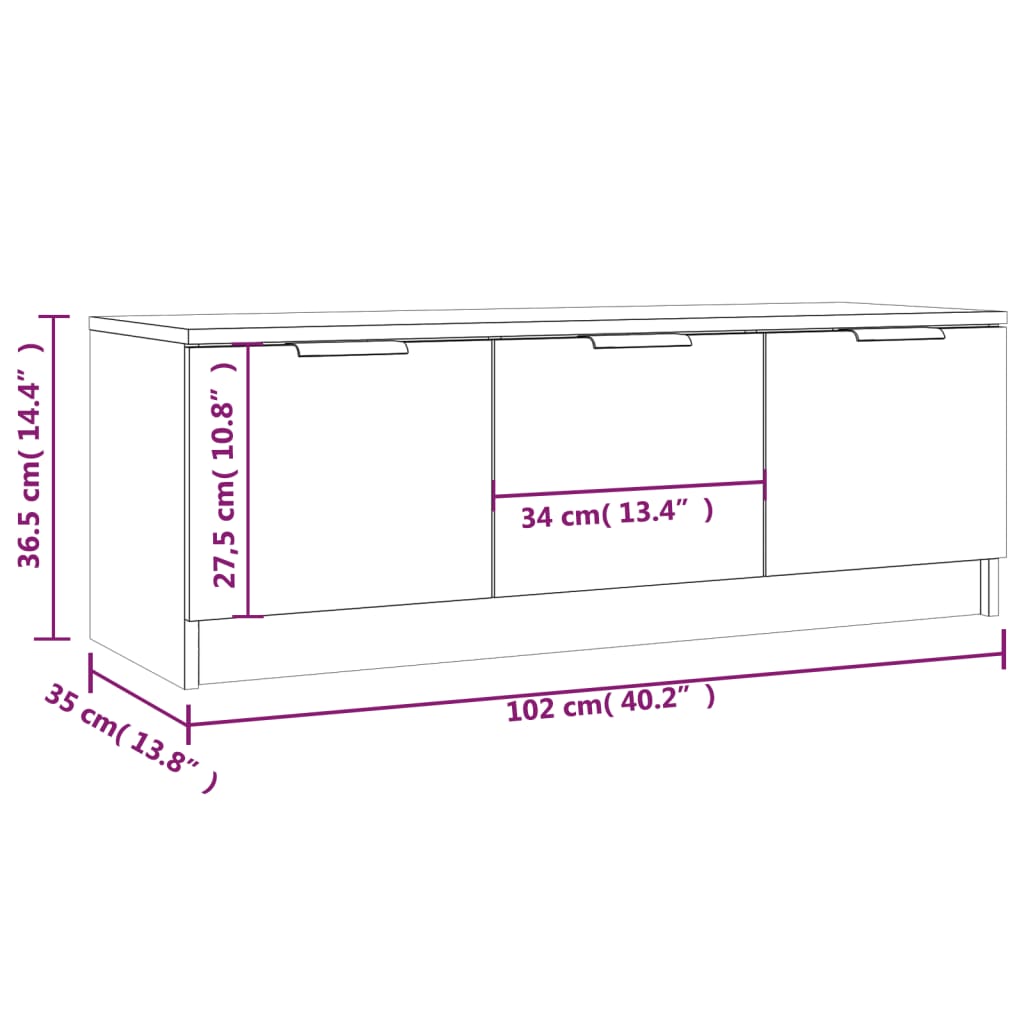 vidaXL Szafka pod telewizor, szarość betonu, 102x35x36,5 cm