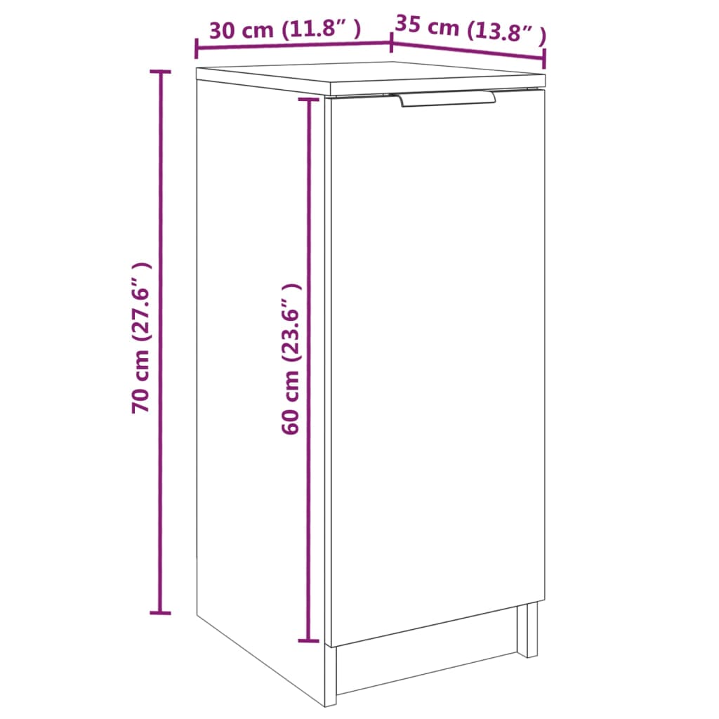 vidaXL Szafka na buty, biała, 30x35x70 cm, materiał drewnopochodny