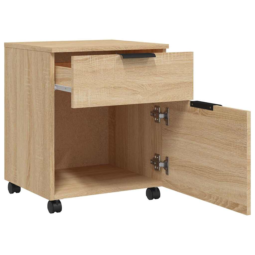 vidaXL Szafka na dokumenty, na kółkach, dąb sonoma, 45x38x54 cm