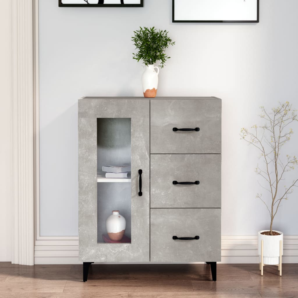 vidaXL Szafka, szarość betonu, 69,5x34x90 cm, materiał drewnopochodny