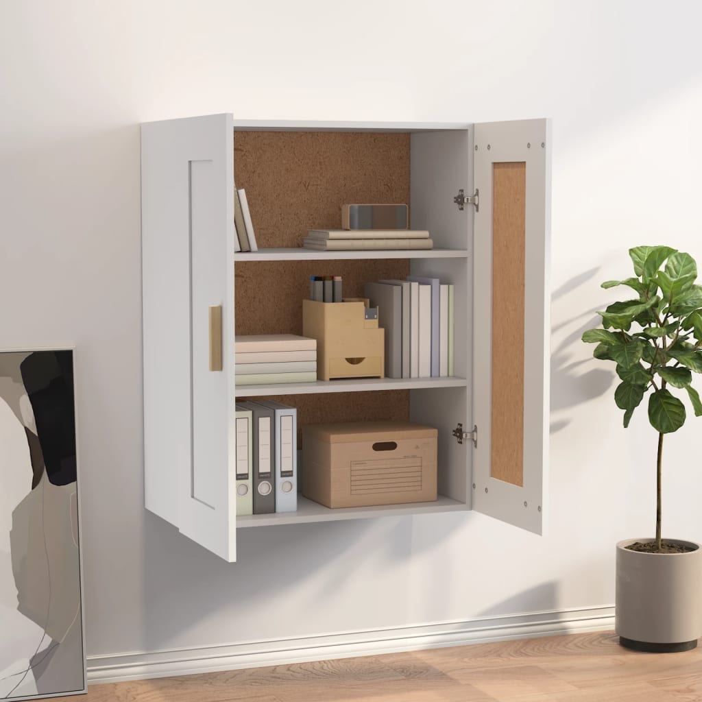 vidaXL Szafka ścienna, biała, 69,5x32,5x90 cm, materiał drewnopochodny
