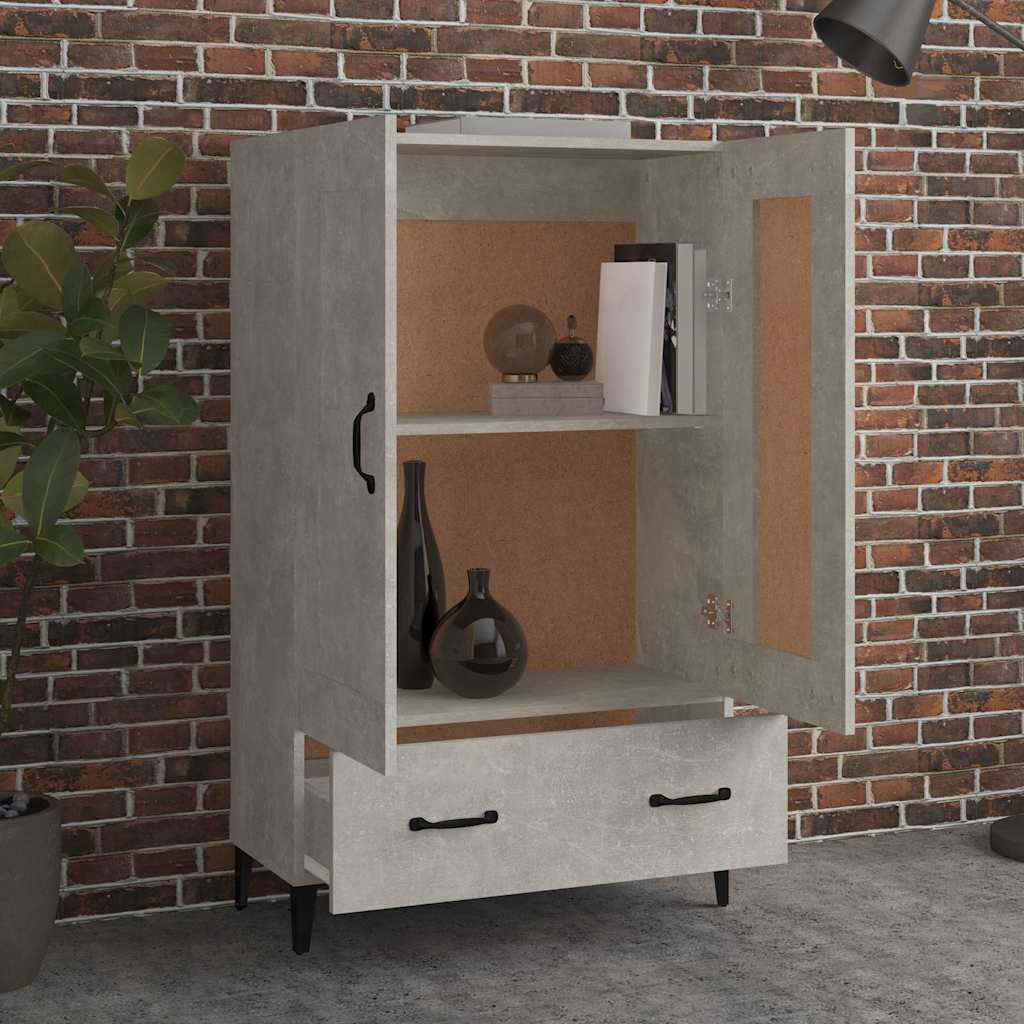 vidaXL Wysoka szafka, szarość betonu, 70x31x115 cm