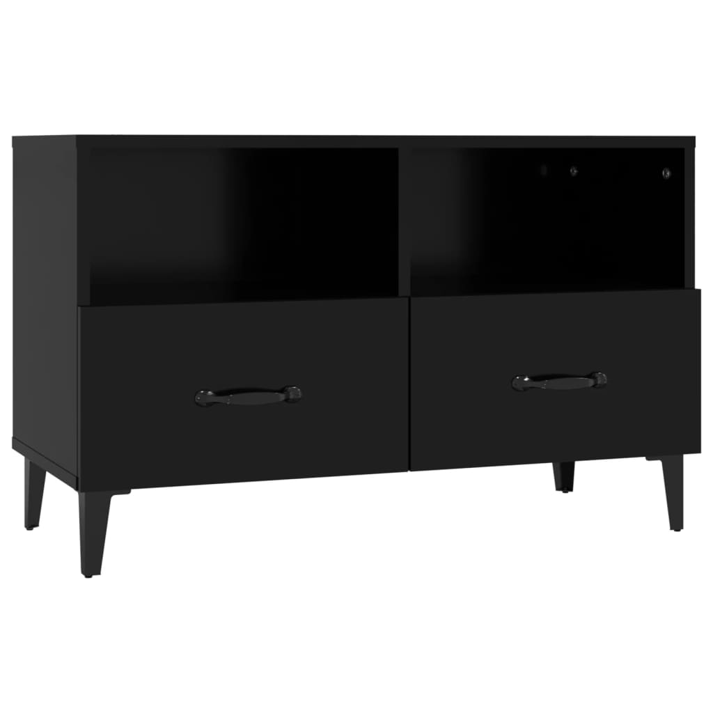 vidaXL Szafka pod TV, czarna, 80x36x50 cm, materiał drewnopochodny