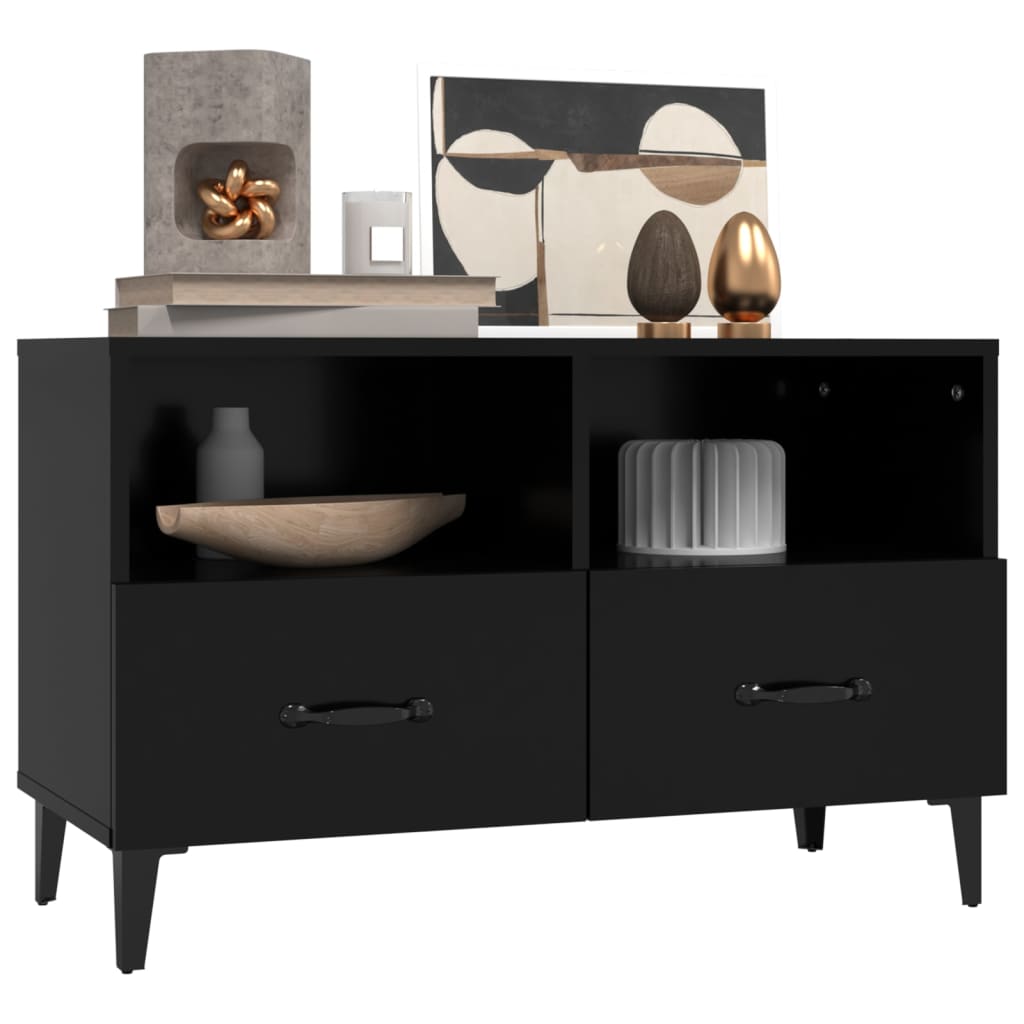 vidaXL Szafka pod TV, czarna, 80x36x50 cm, materiał drewnopochodny