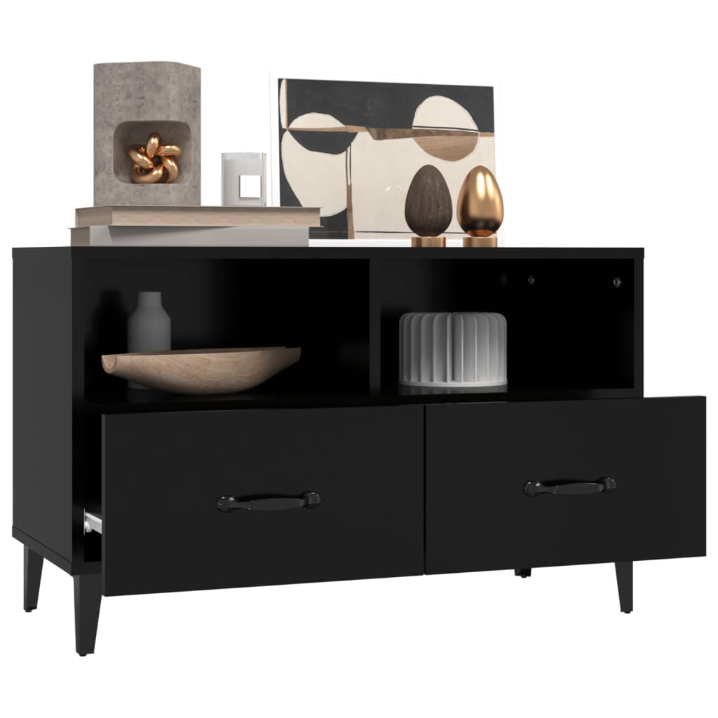 vidaXL Szafka pod TV, czarna, 80x36x50 cm, materiał drewnopochodny