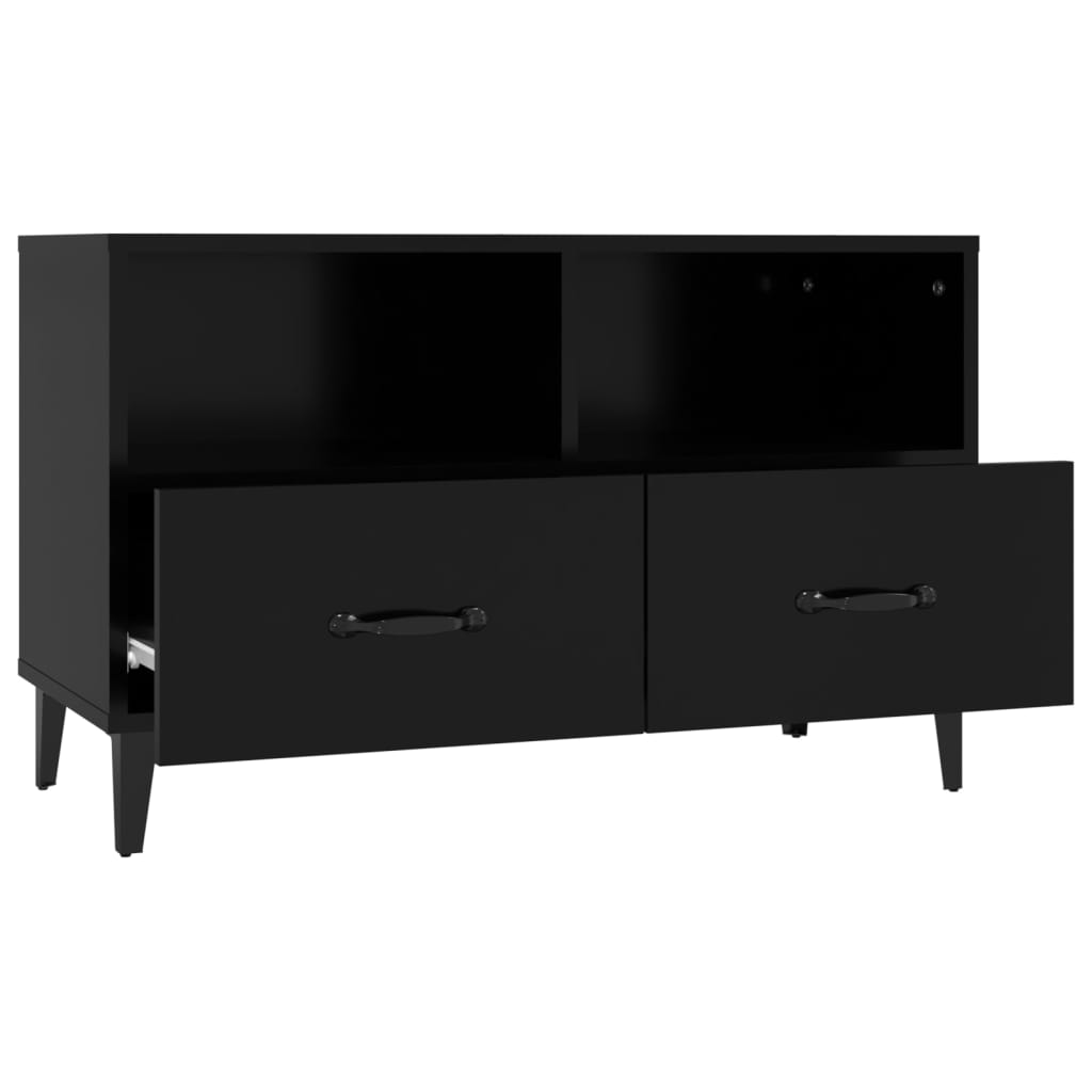 vidaXL Szafka pod TV, czarna, 80x36x50 cm, materiał drewnopochodny
