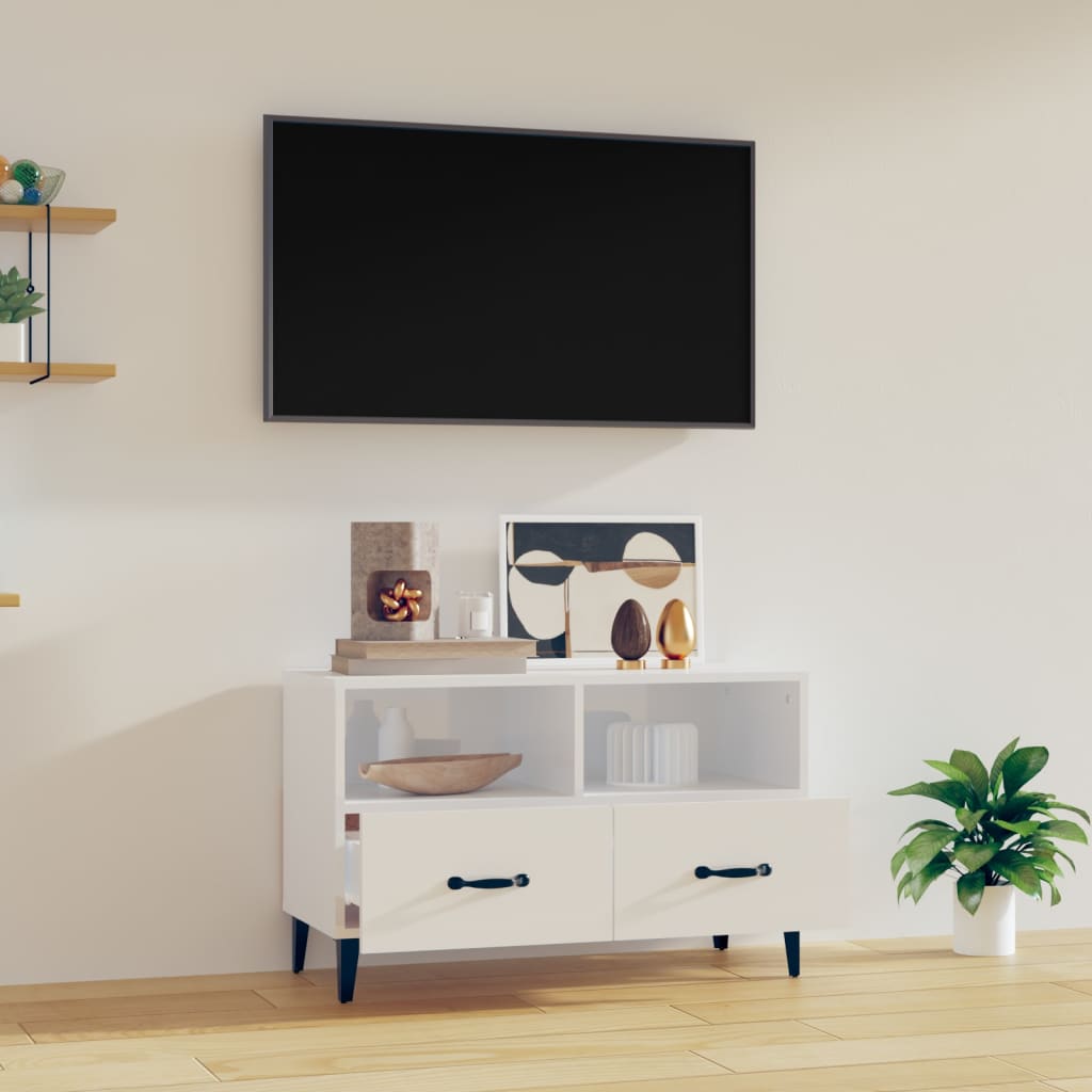 vidaXL Szafka pod TV, biała, wysoki połysk, 80x36x50 cm