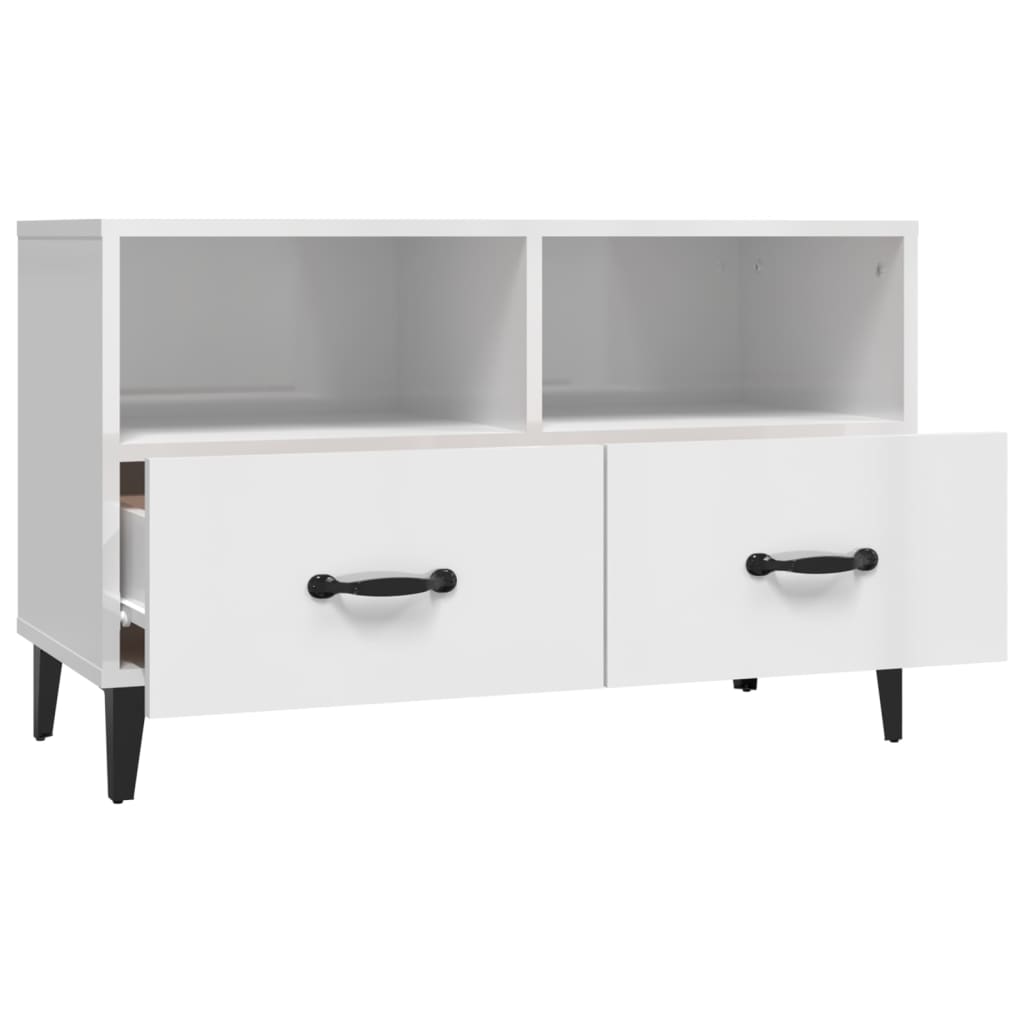 vidaXL Szafka pod TV, biała, wysoki połysk, 80x36x50 cm